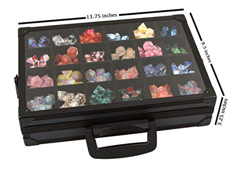 Forged Dice Co. Dice Display Case and Rolling Tray with 2 Removable Divided Dice Trays - Storage Box Holds up to 480 Metal or Plastic Polyhedral Dice Sets - Great for Dice Collectors or RPG D&D Games