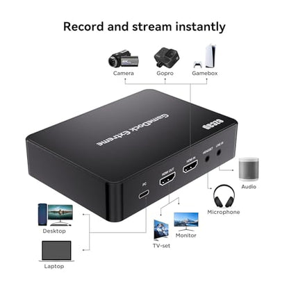 Game Capture Card, HDMI to USB 3.0, 4K 60FPS and 1080p 240FPS Video Recording Device, Compatible with Windows, Mac, and Linux, Ideal for Streaming, Gaming, and Video Conferencing