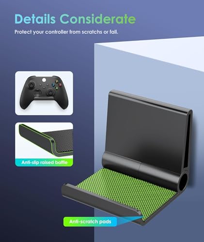 6 Pack Foldable Controller Wall Mount Holder for Xbox PS5 PS4 PS3 Switch Pro Strong Adhesive/Screw Upgraded Controller Stand Hanger with Anti-slip Pad Universal Gaming Remote, Headphone Accessories