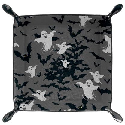 Halloween Bats Dice Tray PU Leather Dice Rolling Tray Folding Dice Holder for Dice Games, Like RPG, DND and Other Table Games - color: Multi 8