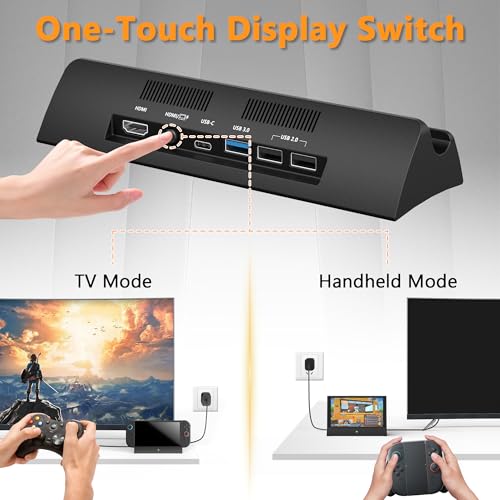 Switch 2 Dock,TV Docking Station with 4K HD Adapter/USB 3.0 Port/USB-C Port (Only Dock-Not for Use with Protective Case)