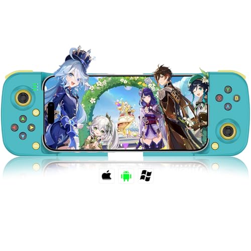 arVin Bluetooth Controller for iPhone/iPad/MacBook/iOS/Android/Samsung/Tablet/PC Wireless Gamepad Joystick with Back Button, Analog Triggers, Stretchable, Direct Play for Call of Duty, Genshin Impact - color: Blue