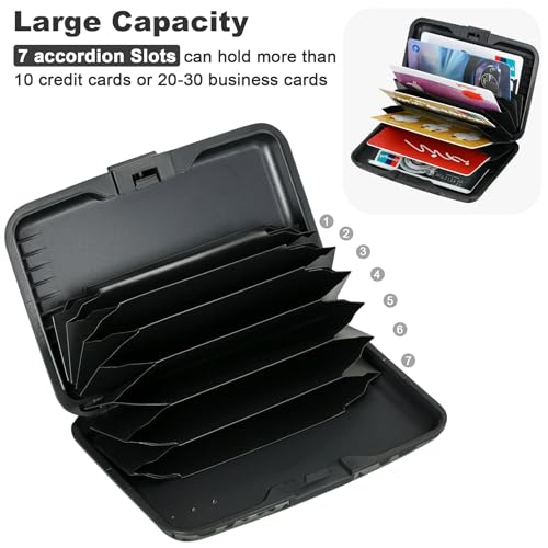 ELFISH Mini RFID Aluminum Wallet Credit Cards Holder Business Card Case Metal ID Case for Men Women(Black Leopard Print) - color: Black Leopard Print