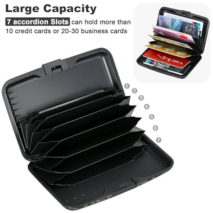 ELFISH Mini RFID Aluminum Wallet Credit Cards Holder Business Card Case Metal ID Case for Men Women(Black Leopard Print) - color: Black Leopard Print