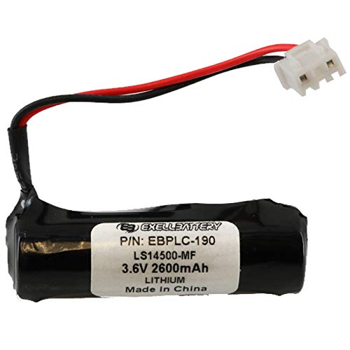 (2-Pack) Exell PLC Lithium 3.6V 2600mAh Computer Backup Batteries, Replacements for Mitsubishi, E-20GM Positioning Controller, F1 Series, F2 Series, FX Series, FX-20GM Positioning Controller