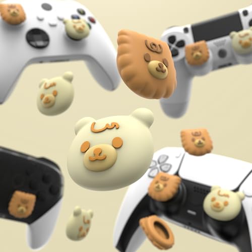 PlayVital Thumb Grip Caps for Xbox Series S/X, Xbox One, Elite Series 2 Controller, Cute Joystick Caps for ps5/EDGE/ps4, Thumbstick Cover for Switch 2 Pro/Switch Pro Controller - Cute Bear - color: Cute Bear