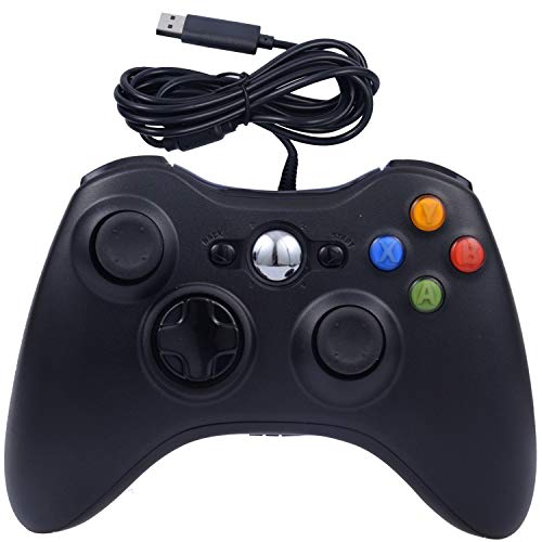 ONE250 USB Wired Game Pad Controller, Compatible with Xbox 360, Xbox 360 Slim, Windows PC - Replacement USB Wired Gamepad (Black) - color: Black