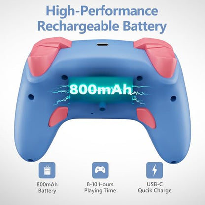 Wireless Switch Controller for Switch/Lite/OLED/Switch 2, Hall Effect Triggers & Joysticks/Wake-Up Function/Turbo, Switch 2 Controller with 2.4G Adapter/2 Macro Buttons, Switch 2 Pro Controller 2 Pack - color: Yellow&Blue
