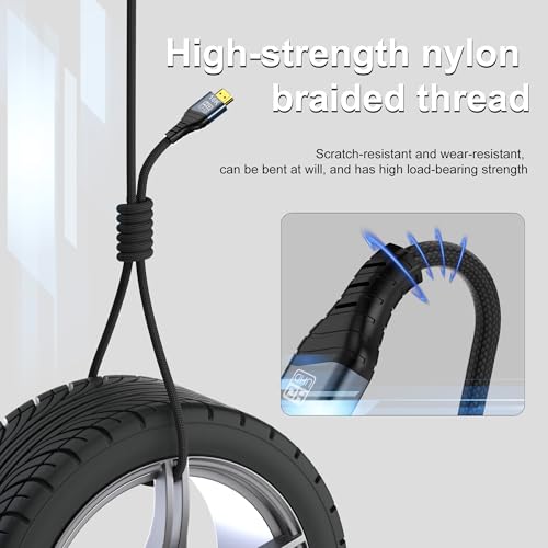 16K HDMI 2.2 Cable 2M 8K 10K 6.6FT High Speed 96Gbps 12Bit 16K@60Hz 8K@240Hz 4K@480Hz Braided Gold Plated UHD HDR Support HDCP 3D HDMI Connection Compatible with PS5 Monitor TV - size: 2m 6.6ft