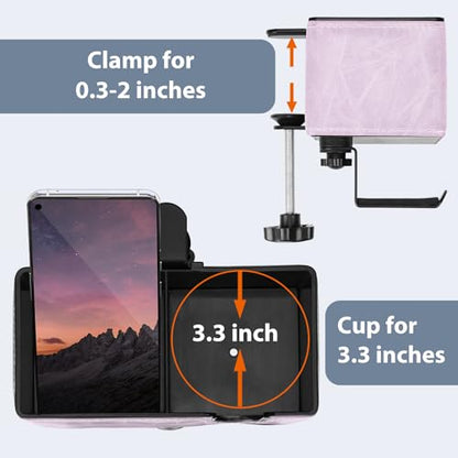 Desk Cup Holder Clip on Pen Holder Headphone Hanger Headset Stand Rotatable Clamp Hook Under Desk (Violet) - color: Violet
