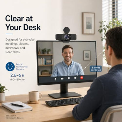 4K Webcam for PC with Dual Microphones,UHD 30fps Web Camera,Autofocus USB Webcam with Privacy Cover,Tripod, Plug & Play Camera for Zoom, Teams, Skype, Streaming, Laptop & Desktop