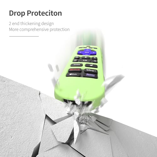 Silicone Cover for Roku Voice Remote Pro 2nd Ed. Roku Remote Control RCB1R Protective Silicone Case Sleeve Shockproof Skin with Lanyard (Luminous Green) - color: luminous green