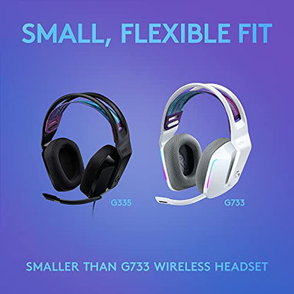 Logitech G335 Wired Gaming Headset (with Flip to Mute Microphone) - Black | Flip to mute microphone, 3.5mm audio jack, memory foam earpads, compatible with PC, PlayStation, Xbox, Nintendo Switch - color: Black, style: Wired