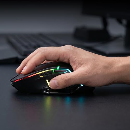 Redragon M690 MAX Wireless RGB Gaming Mouse 12800 DPI Remapping Keys | Cable-Free 0 Delay, Redefine Keybinding Macro, Vibing Backlight, Ergonomic Grip Body Comfort - style: M690 MAX