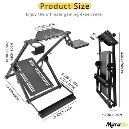Marada X-shaped Sim Racing Wheel Stand Height Adjustable simulator stand | Foldable, Fits for Logitech G29 G920, for ThrustmasterT300 T248, for Moza R3 R5,Gaming Wheel Pedals NOT Included