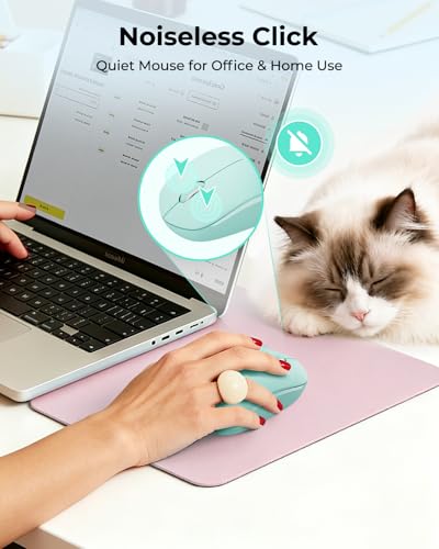 seenda Wireless Mouse for Laptop, 2.4G Noiseless Mouse with USB Receiver - Optical Tracking Portable Computer Mice for Chromebook, PC, Tablet, Windows System, 24 Months Battery Life - Mint Green - color: Mint Green