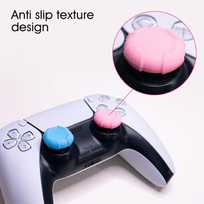 PERFECTSIGHT Thumb Grip Caps for PS5 PS4 Xbox Series XS Xbox One Switch PRO Controller Steam Deck 6 PCS Soft Rubber 3D Thumbsticks Button Joystick Cover Set, Black and Grey - color: Grey+White 6 PCS