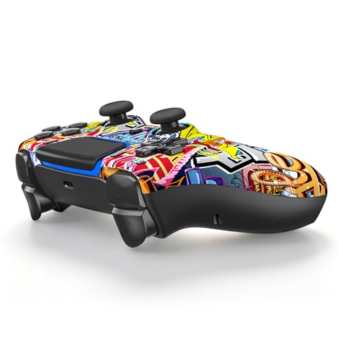 Hiyuky Wireless Controller Compatible with PS5/Slim/Pro/PC with Dual Vibration/6-Axis Gyro/3.5mm Audio Jack/1560mAh Battery/Touchpad/Microphone/Mute Button - color: Graffiti