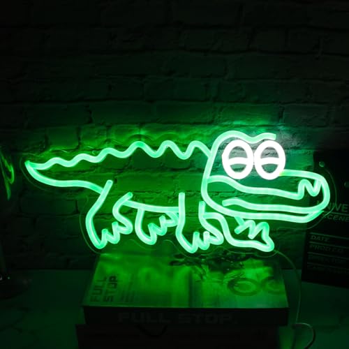 Lizard Gizzard Neon Sign Animal Wall Art Sign Lizard Neon Light For Kids Room Funny Decor Poster For Bedroom Office Kitchen Bathroom Classroom Nursery Wall Art Gifts For Girls&Boys - color: GREED