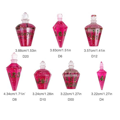 7PCS Potion DND Dice Set,Transparent Sharp Edge Dice Set D&D RPG Polyhedral Die,for Dungeons & Dragons, Pathfinder, and TTRPG Roleplaying Games.(Magenta) - color: Pink