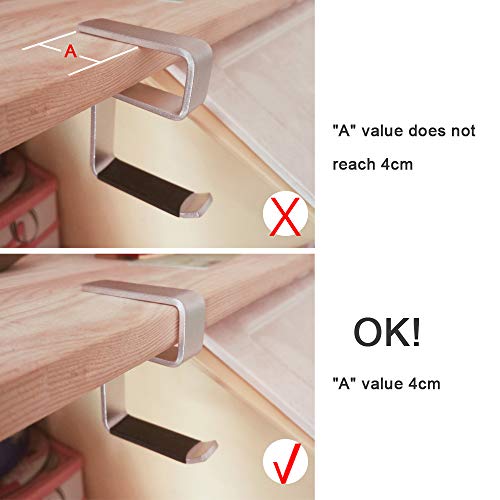 Office Computer Desk Aluminum Hook Clamp-On Desk Headphone Holder/Backpack Hook/Provides A Convenient Place to Hang Headset Or Bag (for 3.5cm Thickness)