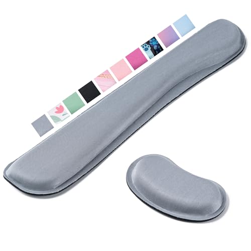 Hoewina Keyboard Wrist Rest,Ergonomic Wrist Rest,Superfine Fabric and Gel Memory Foam Wrist Pad for Computer Keyboard for Easy Typing & Pain Relief, Suitable for Office, Family, Outdoor, Gray - color: Grey