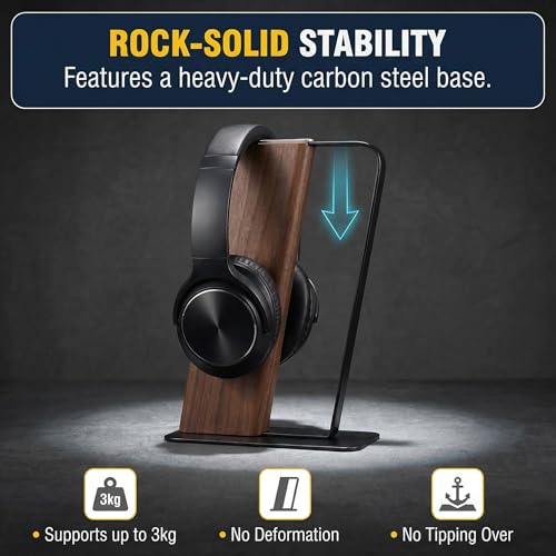 Headphone Stand for Desk, Weighted Base Headset Holder for AirPods Max Sony Bose Beats Sennheiser, Stable Gaming & Studio Earphone Rack, Dark - color: DARK