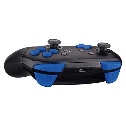 eXtremeRate Blue Repair ABXY D-pad ZR ZL L R Keys for Nintendo Switch Pro Controller, Glossy DIY Replacement Full Set Buttons with Tools for Nintendo Switch Pro - Controller NOT Included - color: Blue