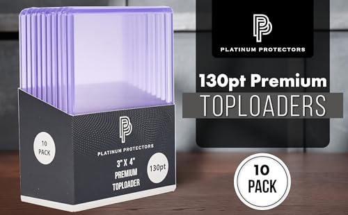 Platinum Protectors 130pt Toploaders Trading Card Protectors (10-Count) - Clear Hard Plastic Top Loader Sleeves for Jersey Patch, Relics, RPA, Autos, etc