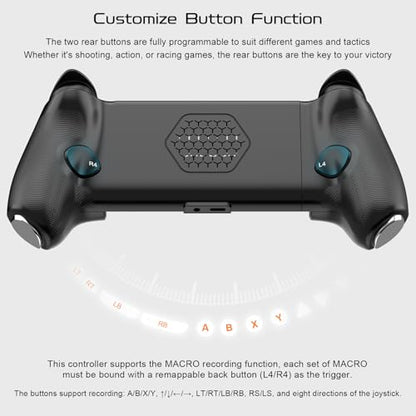 Joso USB C Mobile Gaming Controller, Plug & Play with Hall Effect Joystick/Triggers, 2 Back Buttons/3.5mm Audio Jack, for Cloud/PS/Xbox/PC Remote Play, Universal Phone Gamepad - color: Black