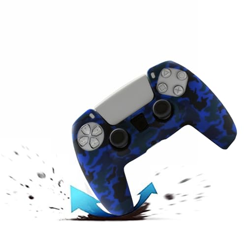 Hikfly Silicone Cover Compatible with PS5 Controller Skin Non-Slip Grips Compatible with PlayStation 5 Controller- 2 x Skin with 8 x Thumb Grip Caps(Blue,Red)