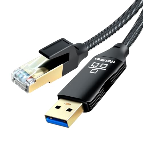 USB to Ethernet Cable 30Ft,USB 3.0 Male to RJ45 Serial Adapter Directly Connected, Compatible with Laptop, PC, MacBook, Switch, Windows, macOS, Linux(30Ft/10M) - size: 30Ft