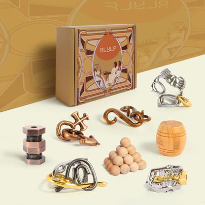 RLYLF 8 Pieces IQ Logic Training Brain Teaser Puzzles for Adults and Kids Family Games Party Favor Coffee Time Challenging Assembly and Disassembly Desk Toys - style: Style A
