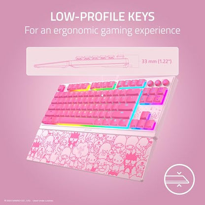 Razer Ornata V3 TKL Gaming Keyboard, Hello Kitty & Friends Edition | Low-Profile Keys, Mecha-Membrane Switches, UV-Coated Keycaps, Backlit Media Keys, 8-Zone RGB Lighting, Magnetic Wrist Wrest - color: Hello Kitty & Friends Edition, size: V3 TKL