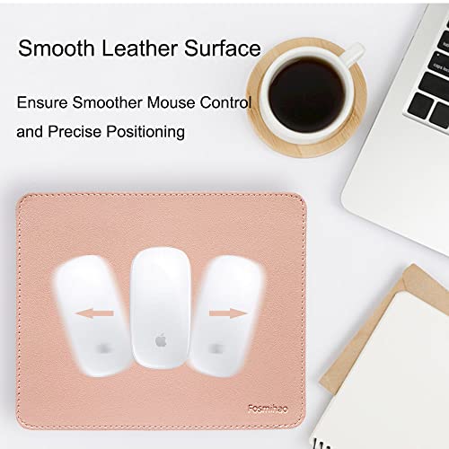 Leather Mouse Pad - Wood Mouse Pad, Double Side Mouse Pad with Stitched Edge, Waterproof Ultra Thin Mouse Pad for Computers, Laptop, Office & Home, 10.2 x 8.3 Inch, 1 Pack (Pink) - color: Pink
