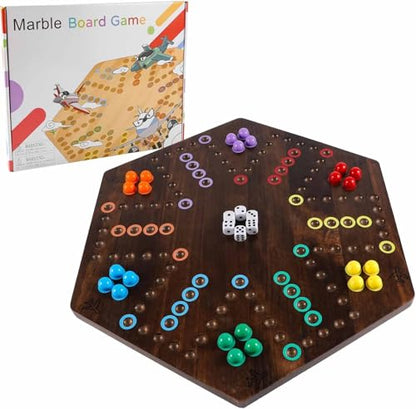 Wahoo Board Game-23.6 Inches Game Board for 4 and 6 Players | solid wooden wahoo marble board game with marbles and dice; fit party game night and indoor group entertainment - color: Extra Large, Flame