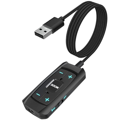 USB Sound Card Virtual 7.1 Surround Sound USB to 3.5mm Jack Audio Adapter Cable External Sound Card for PC/PS4/PS5/Mac/Gaming Headset, with Mute/Volume Control, 6.5ft, Audio Control Box, Plug and Play