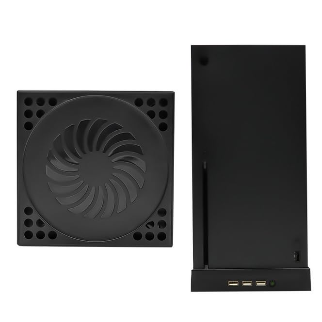 Cooling Fan for Xbox Series X，Desktop Cooling Stand Built-in 2 Turbo Fans with Adjustable air Speed 3 USB Ports USB-C Cable Included