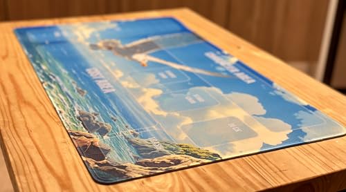 Trading Card Game Playmat – OPTCG Compatible Play Mat with Card Zones, Non-Slip Rubber Base, Stitched Edges, Original Art (Seagull) - color: Seagull