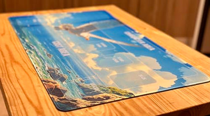 Trading Card Game Playmat – OPTCG Compatible Play Mat with Card Zones, Non-Slip Rubber Base, Stitched Edges, Original Art (Seagull) - color: Seagull