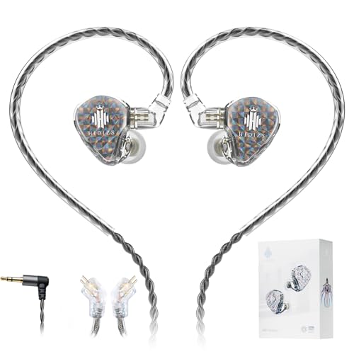 Hidizs MS1 Galaxy IEM Gaming Earphones - Dual Magnetic Engine for Immersive Gaming Sound Wired Earbuds/Inline Mic/Detachable 2-Pin Cable, 3.5mm Plug - color: Transparent, size: No Mic