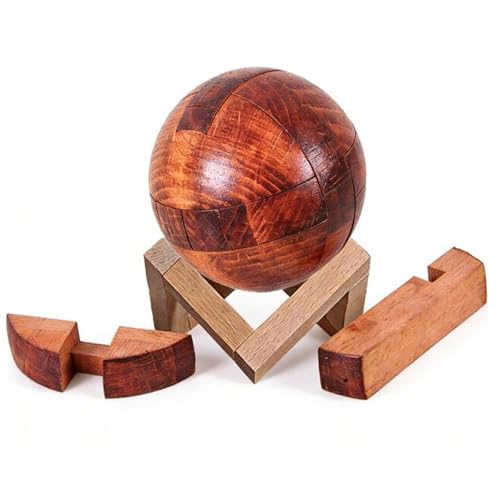 Wooden Brain Teaser Puzzles for Adults - Challenging 3D IQ Logic Games for Teens 14+, Stress Relief Desk Toys & Office Decor, Unique Gifts for Men, Women, Seniors (Ball) - style: Ball