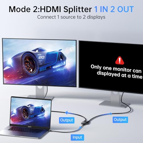HDMI Switch 4K@60Hz, Bi-Directional HDMI Switcher 2 in 1 Out, No External Power Compatible with PS5, PS4, Xbox Series X/S, Roku, Fire Stick, Black - color: B-Black