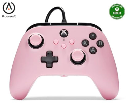 PowerA Wired Controller for Xbox Series X|S - Pink, gamepad, video game/gaming controller, works with Xbox One, Officially Licensed - style: Pink