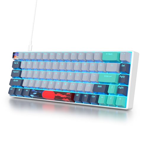 Owpkeenthy 65 Percent Mechanical Gaming Keyboard Hammerhead Shark with Red Switch Ultra Compact RGB Wired 60% Gaming Keyboard N-Key Rollover for PC Gamer Box PS - color: Hammerhead Shark/ 68 Red Switch