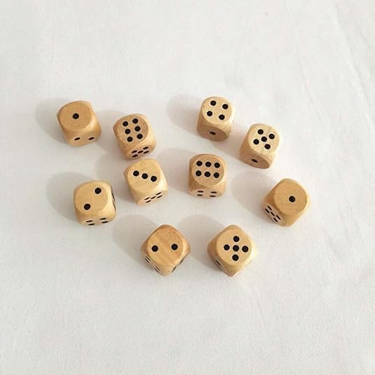 10Pcs Wooden D6 Dice Set, 20mm Round Corner, 6 Sided Gaming Dice for Adults Standard Game Dice