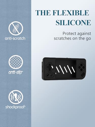 Silicone Case for Anbernic RG28XX Retro Video Handheld Game Console 2.83-inch,Full Body Soft Silicone Handheld Game Console Drop-Proof Protector Case with Shockproof,Non-Slip,Anti-Collision,Black - color: Black