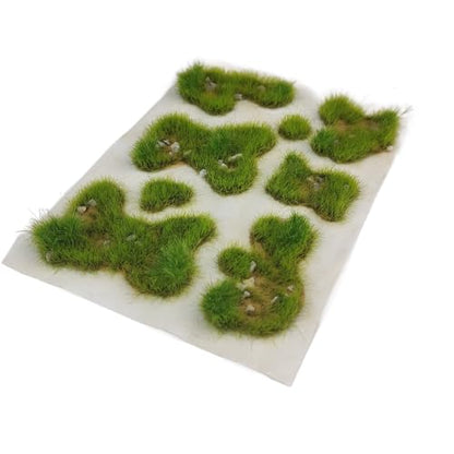 Static Grass Tufts Mat – 8 Peel-and-Play Pre-Cut Patches, Self-Adhesive Turf in Mixed Irregular Shapes for Diorama, Model Railway & Wargaming Terrain (1 Sheet) (Spring Green) - color: Spring Green