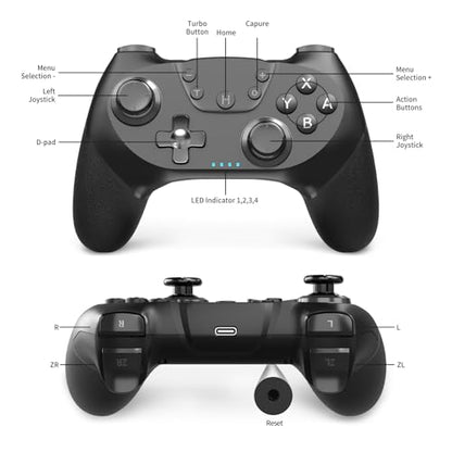 AceGamer 2 pack Wireless Controller for Nintendo Switch/Lite/OLED/Switch 2, Dual Vibration/Turbo/Ergonomic ! (Black*2) - color: Black*2