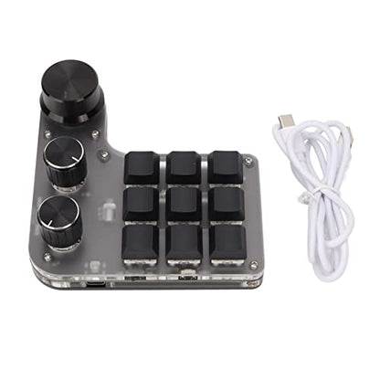 Sanpyl One Handed Mechanical Keypad, 9 Programmable Keys 3 Knobs, Dual Mode USB/Bluetooth Gaming Keyboard for PC